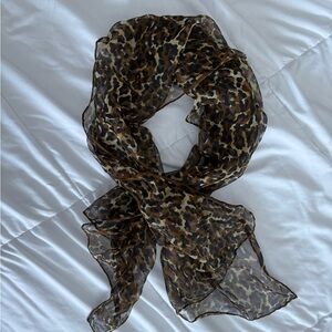 Leopard Print Sheer Scarf